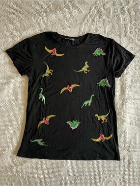 Zara embroidered dinosaur tee